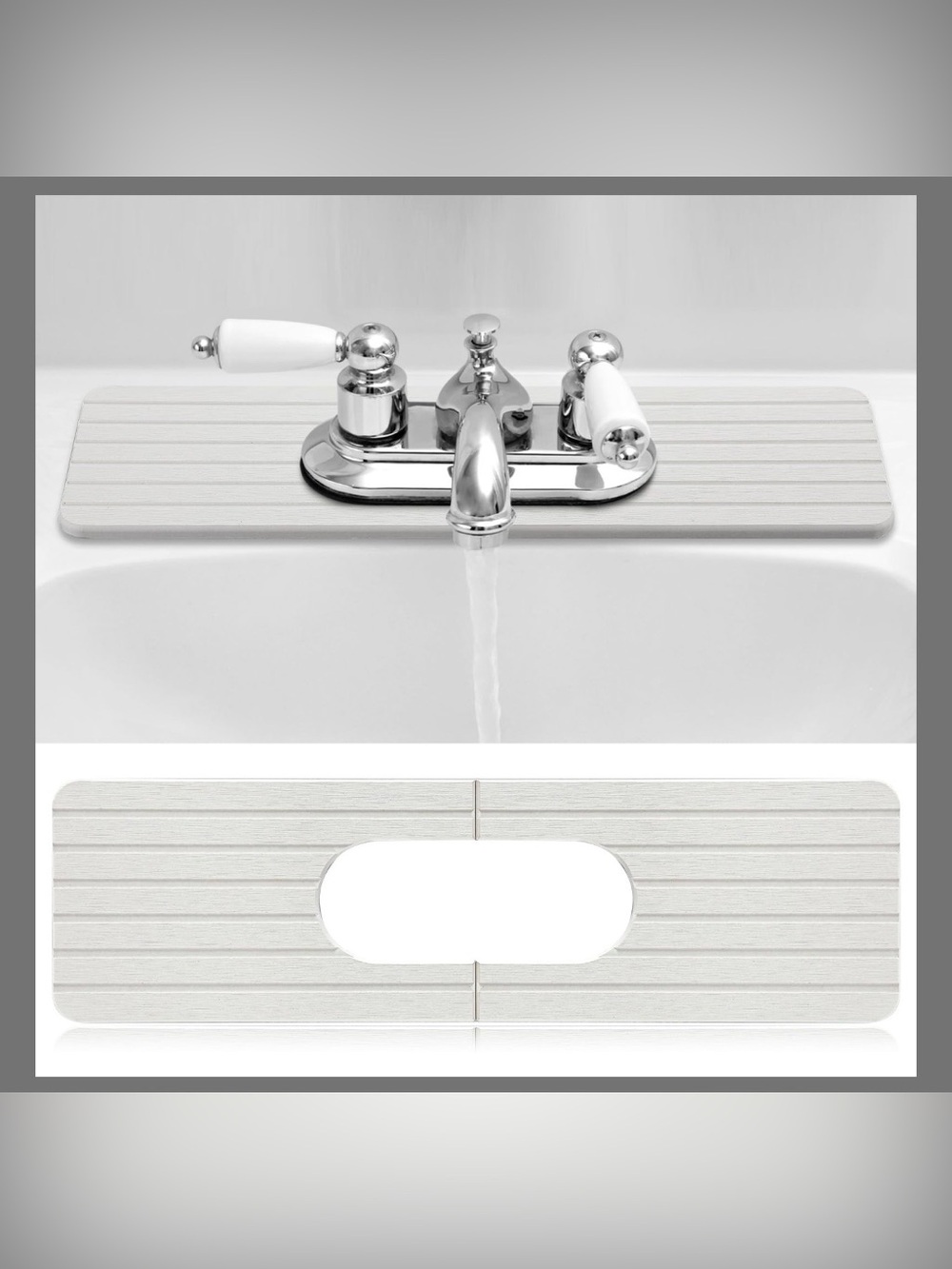 White Over-Sink Drying Mat with Faucet Cutout